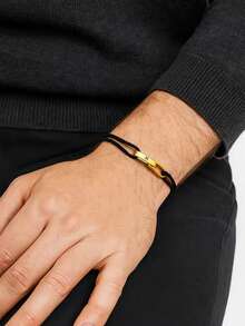 【定制款】情侣手链，可定制姓名 - 男女皆宜可调节情侣饰品，可定制字母，采用美拉德色彩搭配简约串珠/打结设计，是情人节的理想之选