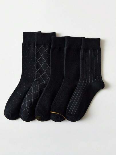 5 Pairs Men's Luxury Business Socks, Suitable For Suits And Formal Wear, Spring, Autumn And All Seasons