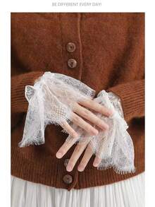 1 Pair Fabric Flared False Cuff Sleeves, Suitable For Pairing With Sweaters