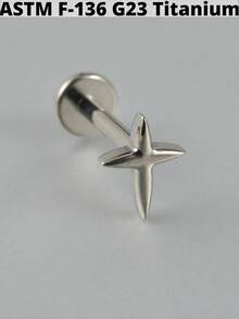 1件装 CZ 方形钛金属内螺纹花朵形耳骨耳环，16G 人体穿刺饰品 - 如圖 - 查看 18