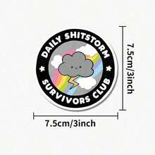 1pcs Daily Shitstorm Survivor Sticker | Fun And Quirky Vinyl Decal For Planners, Journals, And Laptops | Cute And Mindful Design For Meditation, Wellness Enthusiasts, And Book Lovers | , Artsy, Positive Affirmation Sticker,Halloween/Christmas/Trick Or Treat - 彩色 - 查看 1