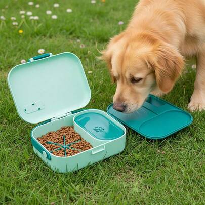 Premium Portable Pet Food Storage Container Travel Set, Suitable For Dogs And Cats - Perfect For Weekends, Overnight Stays, Daycare And Camping