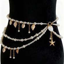 European And American Cross-Border Beach Vacation Conch Shell Pendant Waist Chain Sexy Bikini Pearl Scallop Body Chain Wholesale - 海星2條棕色 - 查看 8