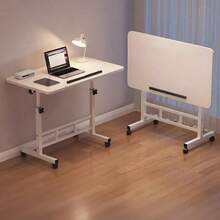 3 Colors, Adjustable Height, 360° Swivel Folding Desk On Wheels With Sturdy Frame, Suitable For Home Office Space, Dorm Room, Study, Small Apartment - 白色 - 查看 10