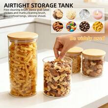 11-Piece Glass Jar Combination Set, 2 Piece: 1135ml (38 Ounces), 2 Pieces 850ml (28.5 Ounces), 2 Pieces 495ml (16.8 Ounces), Wide-Mouth Transparent Glass Food Storage Containers, Which Can Be Used To Store Coffee Beans, Noodles, Nuts And Other Glass Kitchen Utensils; Glass Jar With Labels, Stickers, Pens, Rose Gold Spoons. Good Gifts - Bộ 11 món - Xem 6