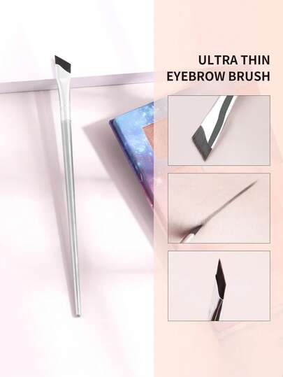 1支斜角眼线刷，超细斜角刷头，扁平斜角眉刷，精准细节刷，适用于眼部及下眼部妆容、眉部、眼影