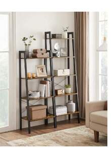 VASAGLE Estantería de Escalera de 4 Niveles, 34 x 56 x 137.5 cm, para Saón, Dormitorio, Cocina, Oficina, Marrón Rústico y Negro MLLS44XV2 - Negro - Ver 3