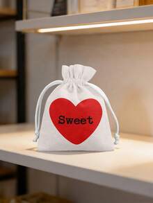 Customized Text, Red/Pink Heart Design Candy Drawstring Bag, Fashion Gift Packaging Bag, Reusable, Suitable For Valentine's Day/Wedding/Birthday Party, Friend Gift Exchange Packaging Bag - Multicolor - View 9