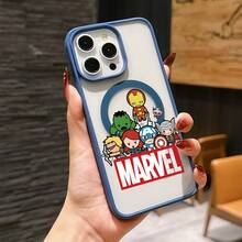 Marvel Patterned Phone Case, Iron Man, , Hulk, Thor, Hawkeye, Black Widow, Thanos, Avengers. Compatible With IPhone 17 ProMax, 17Pro, 17Air, 16, 15, 14, 13, And 12 Pro Models, With Shockproof Protection. A Unique Gift For Marvel Fans, Friends, Birthdays, Holidays, And Special Occasions. Great Gift Option For Anyone Who Loves Superheroes. - 黑色 - 查看 6