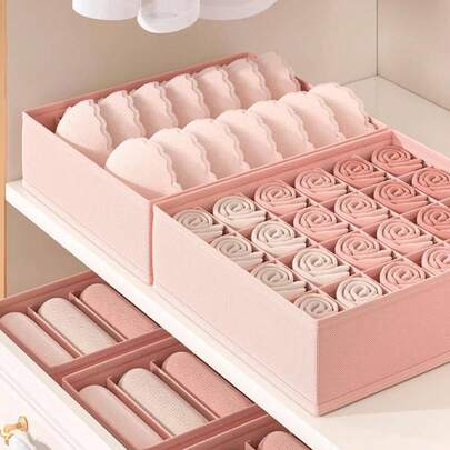 1pc Solid Color Underwear Storage Box, Beige Non-Woven Fabric Sock Organizer Box, Closet Storage Box, Can Store Underwear, Bras, Socks, Ties, Scarves, Home Decor, Holiday Decor