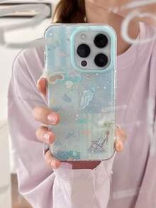 Ốp lưng cao cấp Niche Senior Feeling Blue Ocean Beach Jellyfish Starfish Following from Dream, Lovely Advanced Sense of Fashion and Personalized Drop Protection Shell, tương thích với iPhone 17 / 17 Pro Max, 16 Pro Max / 15 Pro / 14, 13/12/11. Thích hợp làm quà Giáng sinh cho người thân/bạn bè/chị em gái/bạn gái. - Màu xanh nhạt - Xem 4