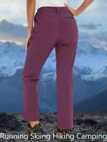 NASBING 女士保暖内衬裤 冬季软壳保暖滑雪裤 徒步露营户外运动裤 - 中紫紅色 - 查看 4