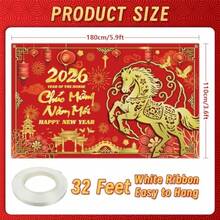 Tet Decorations Vietnamese 2026 Lar 7" X 43" Vietnamese New Year Decorations Banner Chuc Mung Nam Moi Backdrop For Vietnamese Lunar New Year Decorations Indoor Outdoor - 紅色 - 查看 3