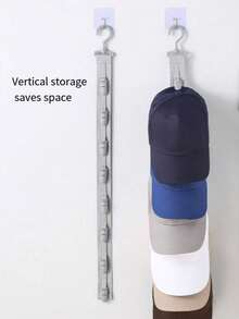 Hat Storage Gadget Saves Space At Home; Wall-Mounted Baseball Cap Clip For Student Dormitory Closet Door; Vertical Multi-Clip Hat Storage Gadget; Baseball And Cap Hook For Dormitory Closet Hat Hanger. - Multicolor - View 9