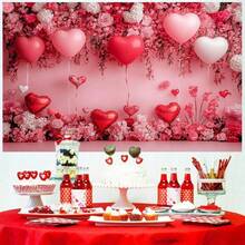 1pc Pink Heart Shaped Balloon Romantic Valentine's Day Party Photography Backdrop, Suitable For Love, Wedding, Anniversary Photo Decoration - Multicolor - View 3