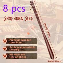 Nuevo Calzador de madera con largo, calzador de haya con correa de cuero, elevador de zapatos Flexible, cuernos de zapatos de madera largos y cómodos CB5L - XB312010-ZM0090A - Ver 5