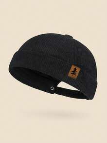 1件男女通用复古树皮贴片灯芯绒水手帽，可调节无檐水手帽，休闲街头风摩托车潮人报童帽 - A - 查看 9