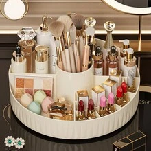 1PC Round Divided Storage Box, 360° Rotating Cosmetic Organizer Tray, 9.06"X3.39" Beauty Display Stand Suitable For Multiple Settings Including Home, Study, Vanity, And Sink Area - Multicolor - View 6