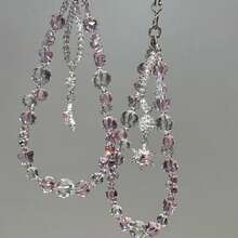 1pc Crystal Beaded Phone Wrist Strap With Tether Tab Cute Phone Bracelet Strap For Women Blingbling Sparkling Cell Phones Wrist Straps Beaded - Multicolor - View 4