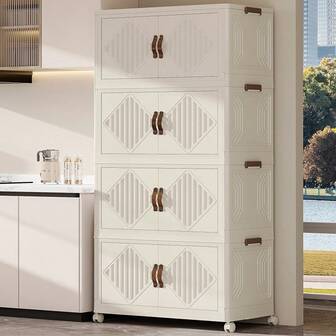 Multi-Layer Foldable Storage Cabinet, Plastic Toy Organizer, Home Storage Wardrobe, Shelving Unit