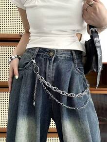 1pc Personalized Metal Belt Decorative Chain Pants Accessory, Unique Cross And Skull Pendant Design, A Must-Have For Fashionable Street, Hip-Hop, And Punk Styles, Suitable For Parties, Music Festivals, Street Events, And Other Occasions, Showcasing Extraordinary Individuality And Confident Charm. - متعدد الألوان - مشاهدة 8