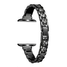 1pc Full Crystal Metallic Band, Compatible With 38/40/41/42/44/45/46/49mm Dial, Compatible With Apple Watch Ultra/SE/Series 11/10/9/8/7/6/5/4/3/2/1