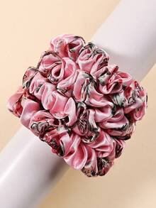 4pcs Versatile Summer Floral Print Succulent Hair Scrunchies, Suitable For Women Outdoor Decoration Hair Accessories - Multicolor - View 5