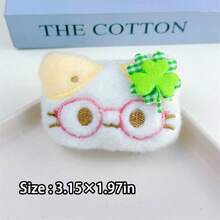 1个四叶草猫咪造型铅笔盒，可爱幸运备忘录INS风大容量桌面文具收纳盒，适合学生和办公用品，附赠文具包