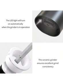 Electric Pepper Grinder, Pepper Mill, Black Pepper & Sea Salt Grinder, Salt Grinder Bottle, Home Pepper Grinder, Coarse & Fine Adjustable, Separate Salt/Pepper Containers - Modern Design, Practical & Convenient - Multicolor - View 10