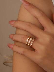 MESTILO 3/4/6pcs/Set Heart & Clover Cubic Zirconia Stacking Rings, Delicate Minimalist Design, Thin Eternity Engagement Rings Suitable For Couples, Valentine's Day Gift - Multicolor - View 2