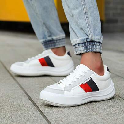 Women's Solid Color Casual Lace-Up Sneakers, Thick Sole Canvas Shoes For Home, All Seasons