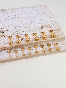 7/4/3对极简迷你球形不锈钢耳钉套装，男女皆宜，可叠戴；14K镀金大圆球设计耳钉，男女通用，蝴蝶扣耳堵，适合耳骨、耳廓、耳垂等穿孔，适合女孩度假、节日、派对及日常佩戴。 - Standard - 查看 6