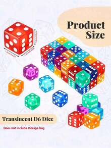 30pcs Casino Style Dice Set, Acrylic Semi-Transparent D6 Dice, Square Rounded Corners, Suitable For Casino, Dice Games, Tabletop Games, Board Games, Holiday Parties, Birthday Game Props - Multicolor - View 4