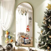 64.1-Inch X 21.1-Inch Classic Arched Floor Mirror (With Stand) – Suitable For Bedrooms And Living Rooms, Provides Clear And Distortion-Free Reflection – Available In Multiple Colors. - 金色 - 查看 4