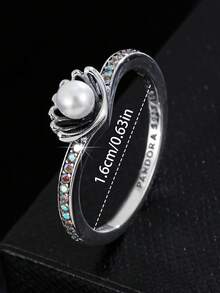 1枚情人节主题浪漫珍珠贝壳戒指，银色单指戒指，女士款，优雅个性日常佩戴，送给女友的礼物，情人节礼物（消耗品）（提示：由于光线和拍摄角度的原因，实物与图片可能存在轻微色差） - 銀色戒指 - 查看 14