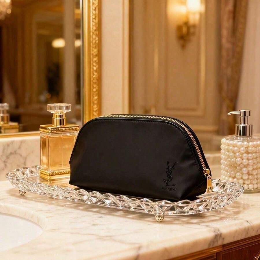 Yves Saint Laurent YSL Makeup Bag Cosmetic Pouch Handbag Large Capacity Travel Portable Black 19 * 15 * 7 Cm - Black - View 1