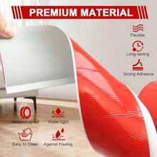 自粘式踢脚线，3.93 英寸橡胶踢脚线乙烯基墙面踢脚线，柔性踢脚线装饰条，粘性踢脚线装饰条橡胶弧形踢脚线（3.28 英尺，白色） - 彩色 - 查看 5