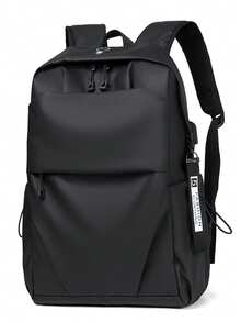 1pc Large Capacity Solid Color Business Waterproof USB Backpack, Student Backpack - Multicolor - View 13