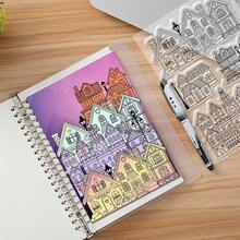City Street Landscape Clear Stamps House Transparent Stamps Building Pattern Silicone Clear Stamp Seals For DIY ScrapbooFKing Photo Album Decoration, 4.3x6.3inch - Cảnh quan đường phố - Xem 4