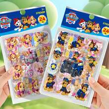 Paw Patrol 24张可爱小狗图案装饰卡片和和纸胶带，图案包括Rubble、Chase、Rocky、Zuma、Skye、Everest、Tracker、Tuck、Ella、Rex、WildCat和Liberty，采用PVC材质，颜色柔和，适用于工艺品制作、礼品包装、手机、杯子、行李箱、笔记本、随机装饰、生日主题和DIY项目（图片仅供参考，实际产品可能与包装有所不同）。 - 彩色 - 查看 3