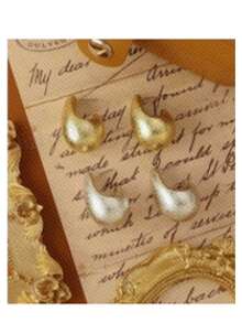 Bộ 2/4 khuyên tai vòng cong hình giọt nước bằng kim loại, tông vàng/bạc, không gây dị ứng, thiết kế dày dặn, tối giản và thanh lịch, phù hợp với nhiều trang phục. - Nhiều màu - Xem 9