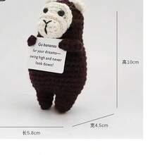 1pc Solarfun Handmade Crocheted Gorilla - Crocheted Plush Doll, Comes With Inspirational Card, Handmade Gift, Suitable For Home/Office Decor, Teacher's Day & Colleague Gifts - Multicolor - View 8