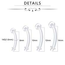14G Plastic Belly Button Piercing Retainers, Curved Barbell Piercing Banana Plastic Acrylic Flexible 8/10/12/14 Mm - Clear - View 3