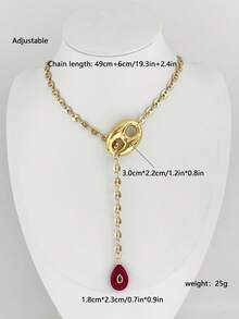 1 chiếc vòng cổ chữ Y điều chỉnh được, kiểu dáng tối giản, hình vuông, mạ đồng, đính đá Zirconia, họa tiết hạt cà phê, mũi heo, đá tự nhiên, phù hợp cho nữ giới đeo hàng ngày và dự tiệc. - Vòng cổ hình chữ Y hình mũi heo - Xem 4
