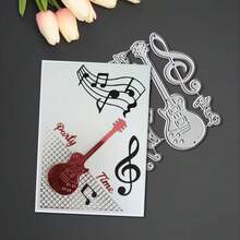 Creative Guitar Cutting Dies, DIY Scrapbooking Album And Embossing Stencil, Greeting Card Making Tool, Card Paper Cutting Crafts ,Gift Card Making Template Die Cuts. - Silver - View 6