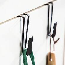 2 Heavy Duty Cast Iron Door Hooks - Cute Cat Shaped Door Hooks, Easy To Install, No Tools Required, Space-Saving Organizer For Entryway, Bathroom, Kitchen, Closet - Sturdy Hooks For Hats, Towels, Robes, Bags - Perfect Gift For Cat Lovers, Bathroom Storage, Fun Decoration, Durable Hooks, No Wall Hooks, Home Organizer - 鐵*2 - 查看 10
