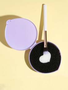 1pc Makeup Brush Cleaner Quick Clean Makeup Tool 1pc Switch Eyeshadow Color Dry Cleaning Box Reusable, Color Removal Cleaner Sponge, Quickly & Easily Clean Makeup Brushes Powder Without Water Or Chemical Solutions Eliminating Drying Time - Switch Eyeshadow Colored Immediately - Mauve Purple - View 2