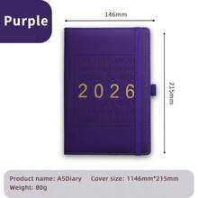 Sổ kế hoạch hàng ngày 2026 cao cấp bằng da PU - 320 trang (160 tờ), dày dặn, bao gồm 365 trang ngày tháng, dải ruy băng đánh dấu trang và vòng cài bút. Bìa chống thấm nước và chống bám bẩn với các tab chỉ mục hàng tháng giúp lập kế hoạch hiệu quả. - Nhiều màu - Xem 7