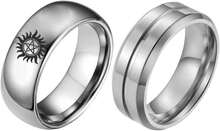 Xuanhang 2Pack Set Stainless Steel 5uperNatural Dean's Ring And Anti-Possession Symbol Ring Set For Men Women,Titanium Steel  Inspired Cosplay Elry Protection Band Ring (6): Clothing, Shoes &Amp; Elry - Color 4 - 查看 1