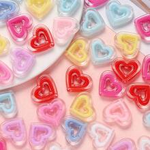 4Amazonia 10颗浪漫亚克力镂空心形珠子，适合制作珠宝、DIY工艺品、手链、项链，也是情人节、父亲节、母亲节的礼物之选。